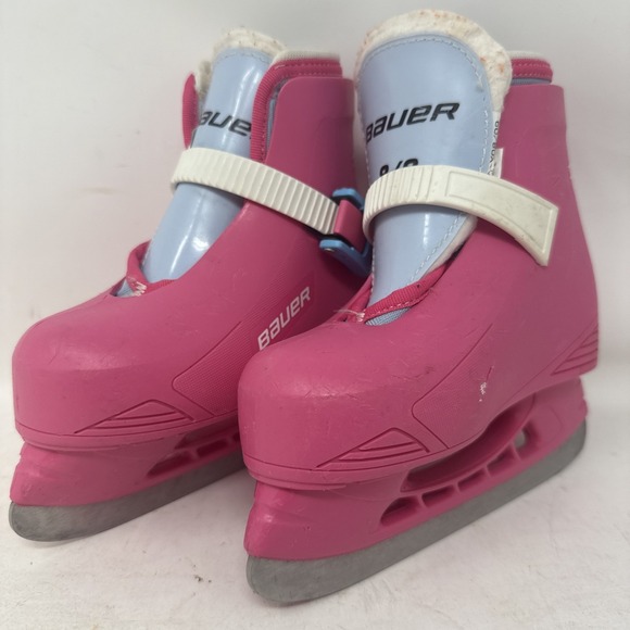 Bauer Dresses & Skirts - Bauer Lil Angel Pink Blue Youth Girls Ice Skates Size Y 8/9 Adjustable Buckle